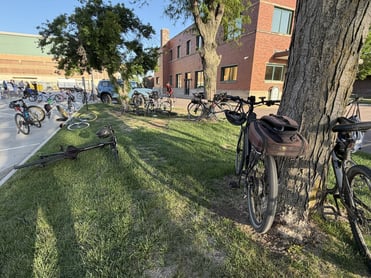 Bike to Work Day photo of bikes in lawn