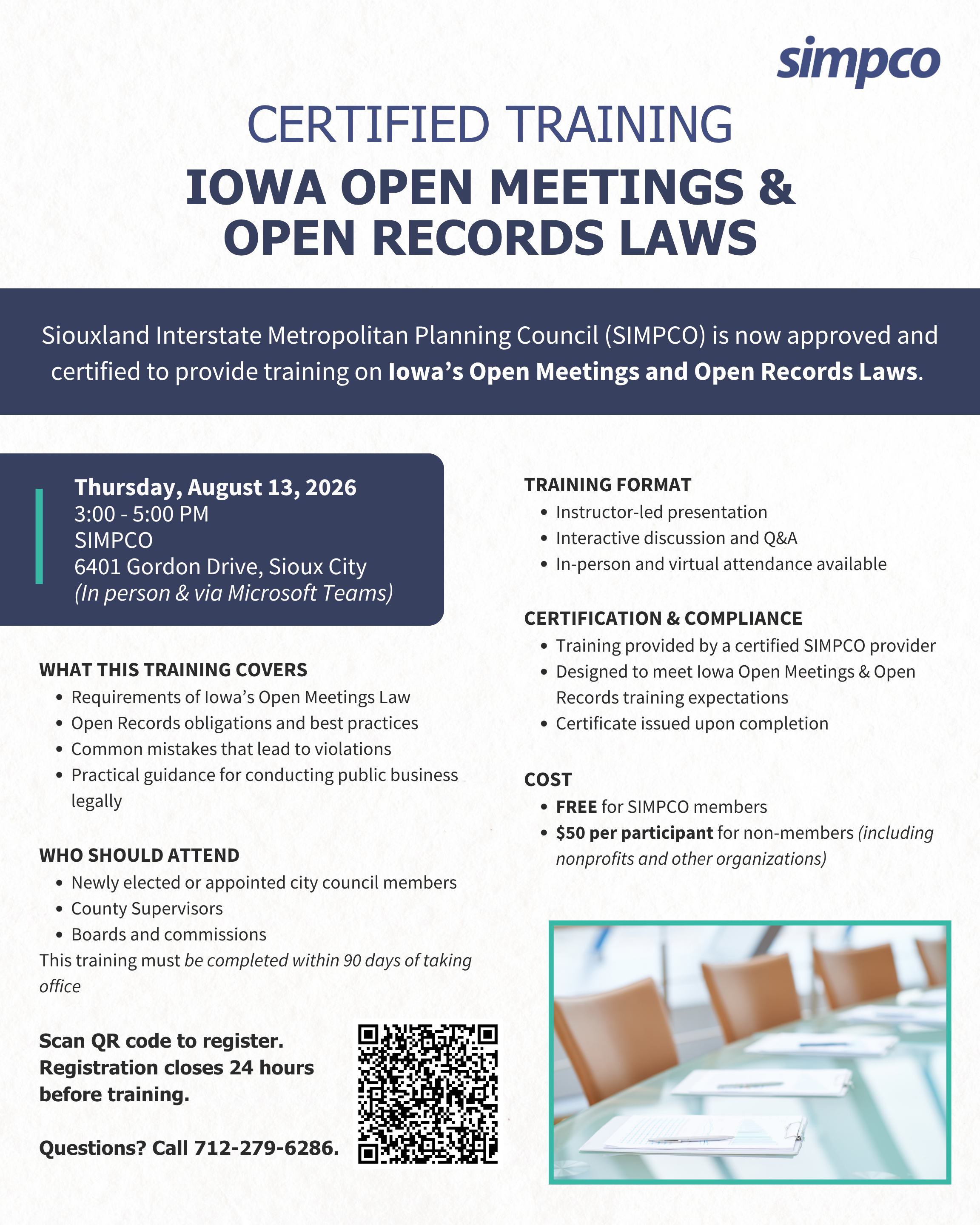 Certified Open Meetings & Open Records Training 2026 Flyer