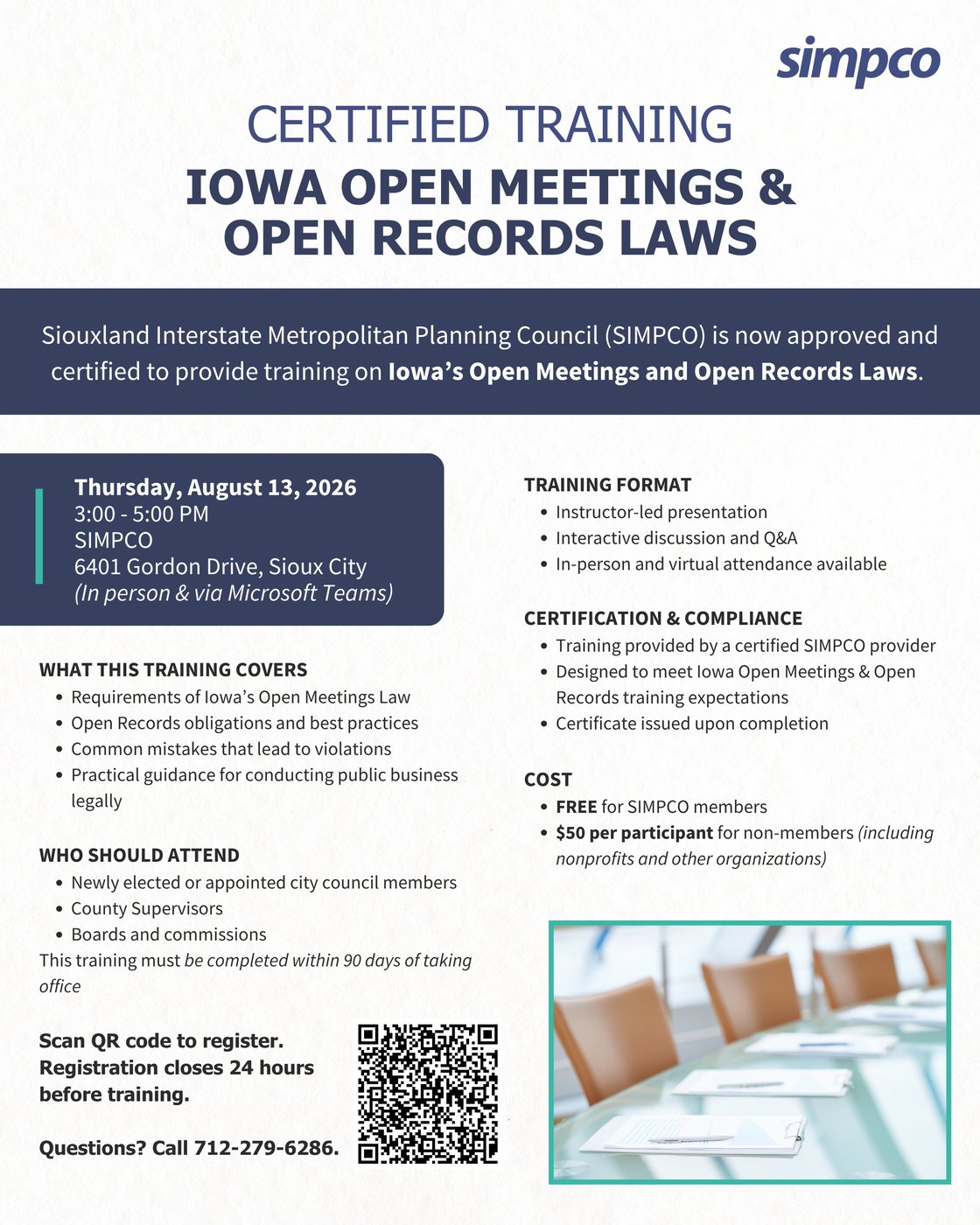 Certified Open Meetings & Open Records Training 2026 Flyer