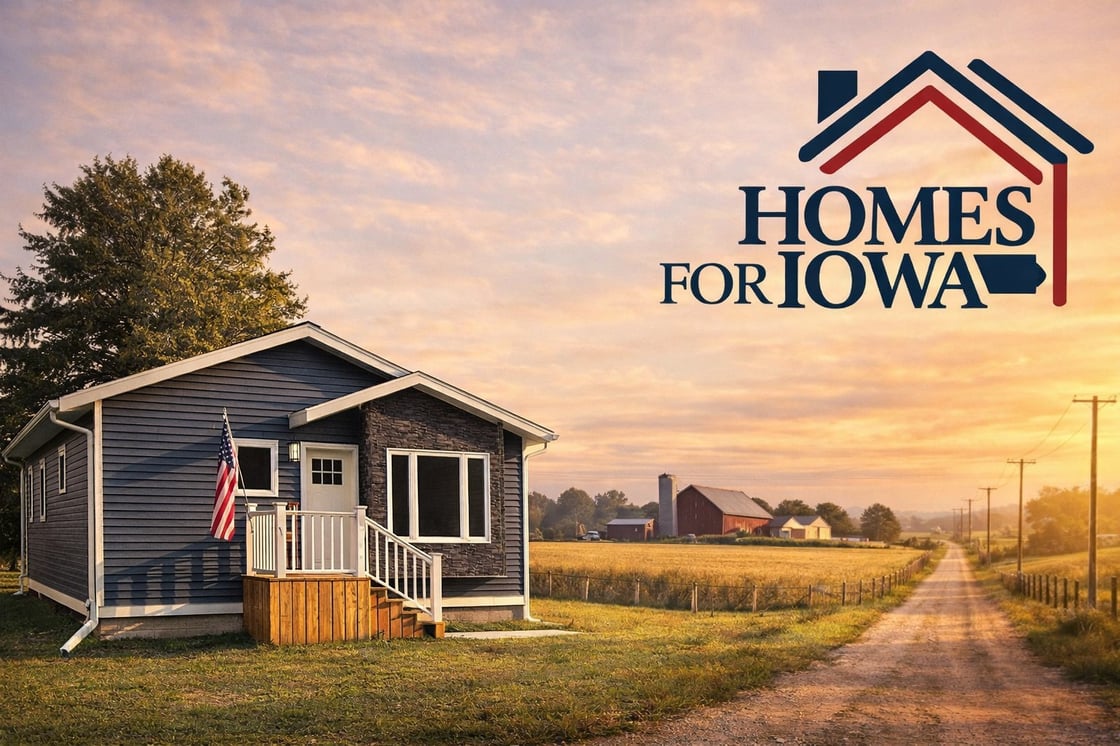 Homes for Iowa photo of home and sunset