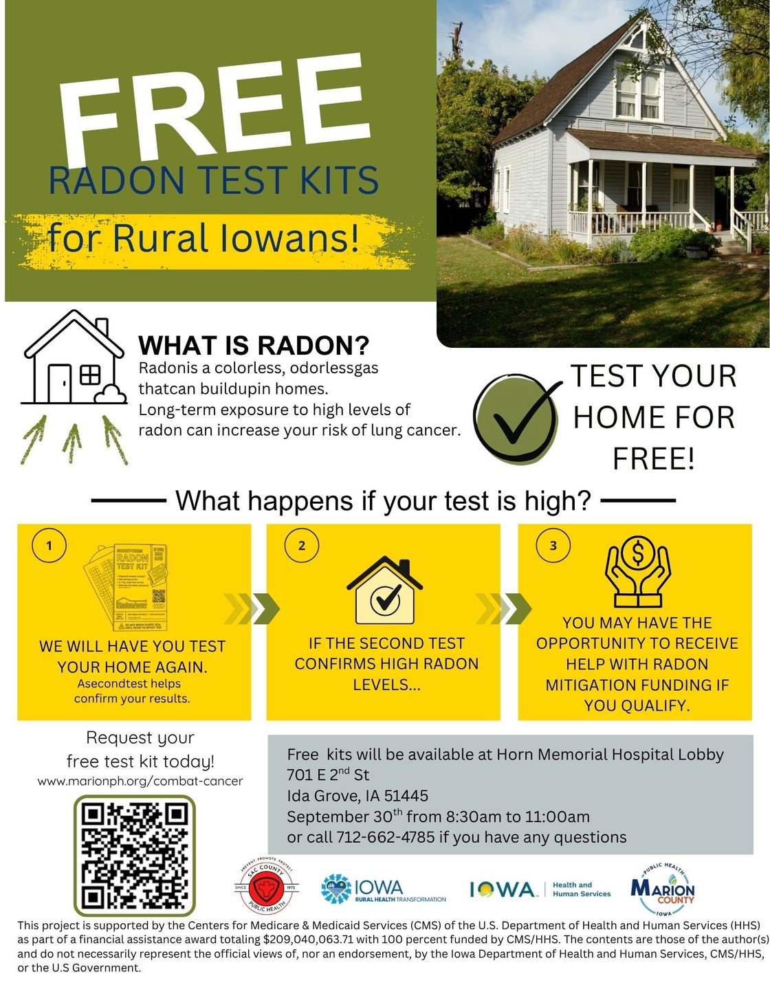 FREE Radon Test Kits for Rural Iowans Flyer