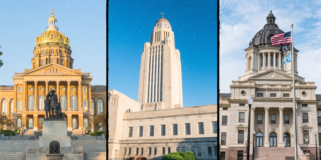 Iowa, Nebraska and South Dakota state capitols