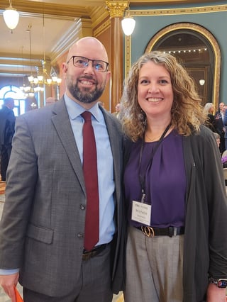 Michelle Bostinelos with Jacob Bossman at Iowa Captiol