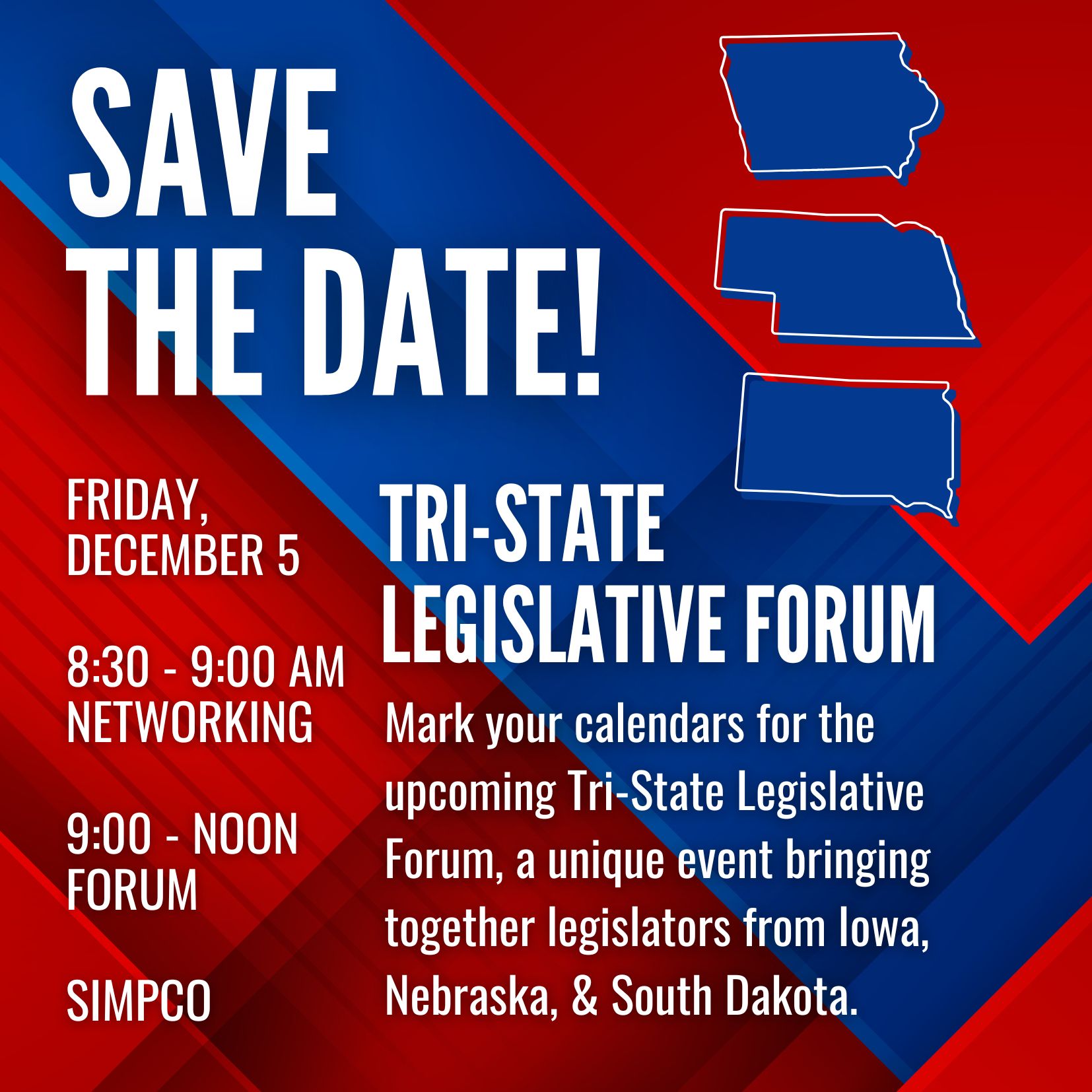 SAVE the DATE Tri State Legislative Forum 2025-2
