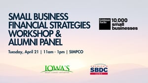 Small business financial strategies workshop & alumni panel info graphic april 21