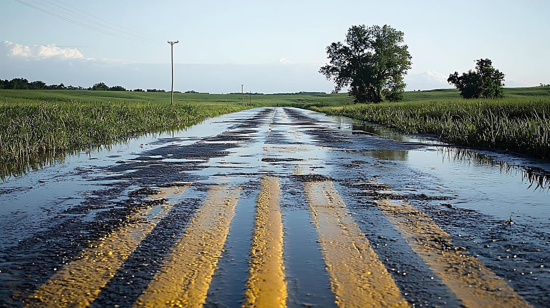flooded-rural-road-reflecting-the-sky-amidst-green-fields-and-trees-the-scene-captures-the-aftermath-of-rain-showcasing-nature-s-impact-on-the-landscape-free-photo