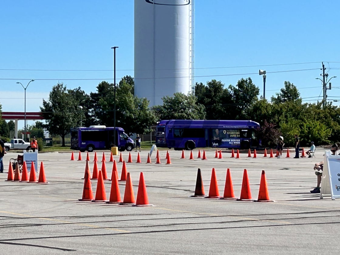 photo of bus at conference roadeo going through cones-1